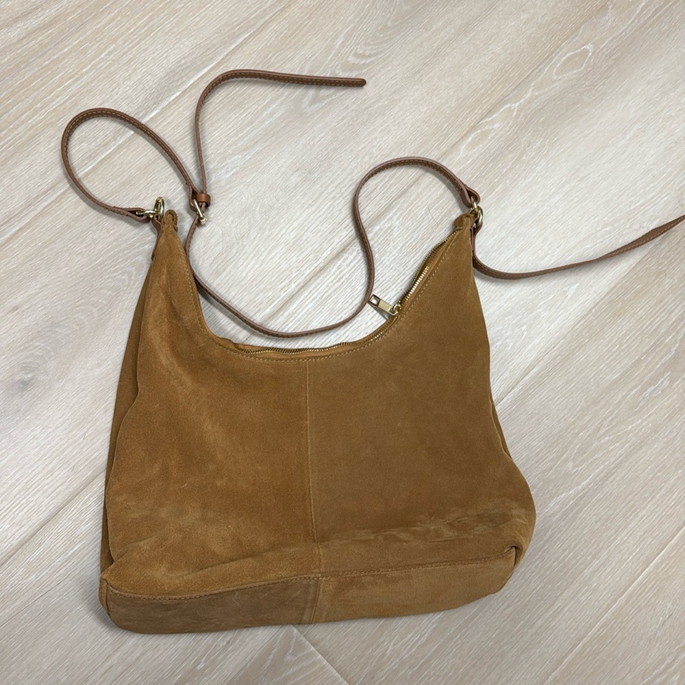 Light brown leather suede bag